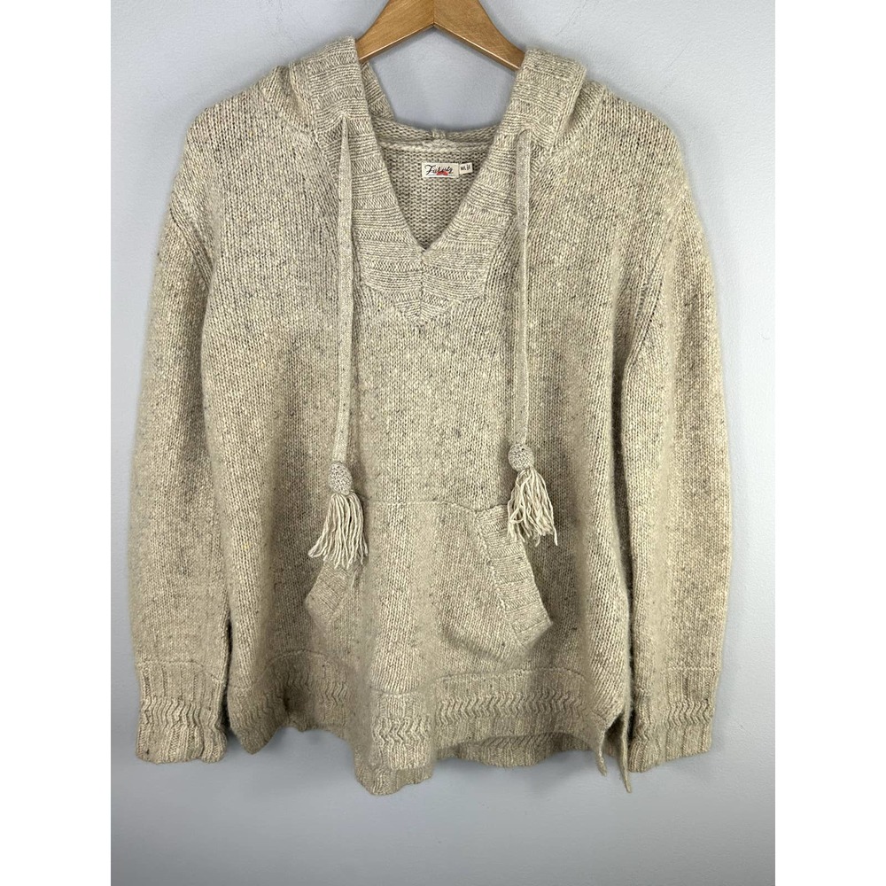 Faherty Women's Altitude Cashmere Oatmeal Poncho Hoodie Sweater M/L